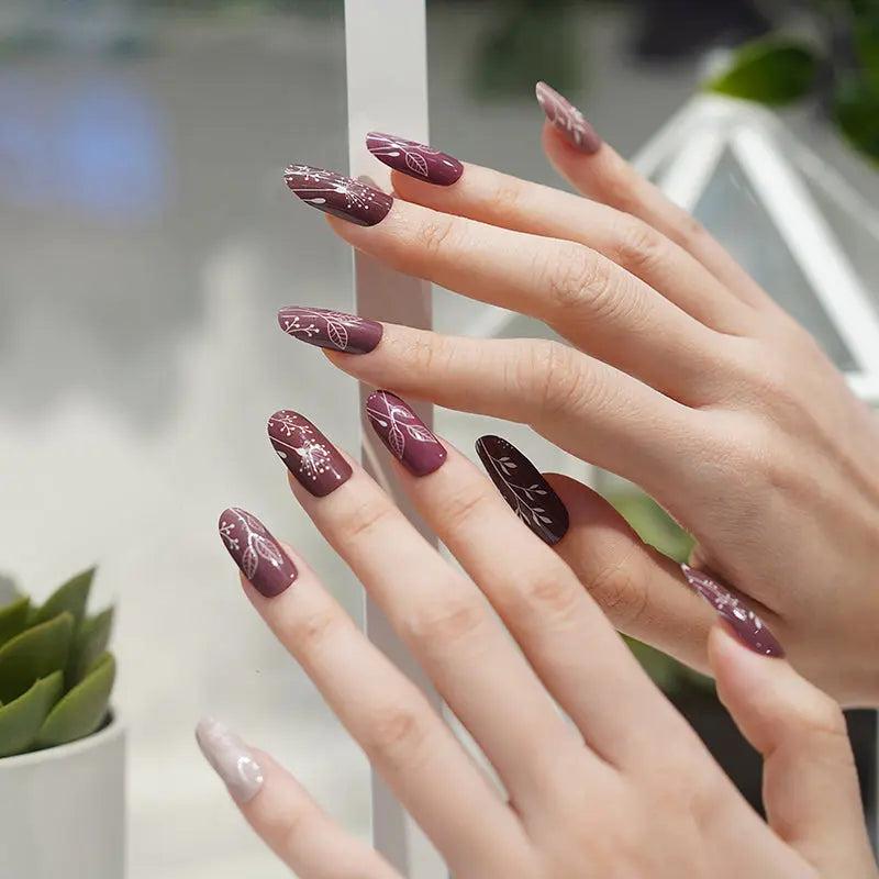 Smalto Semipermanente Adesivo in Gel OhNailly - floreale stilizzato | Gel Nail Wraps 20 Pezzi | Manicure Fai da Te Veloce