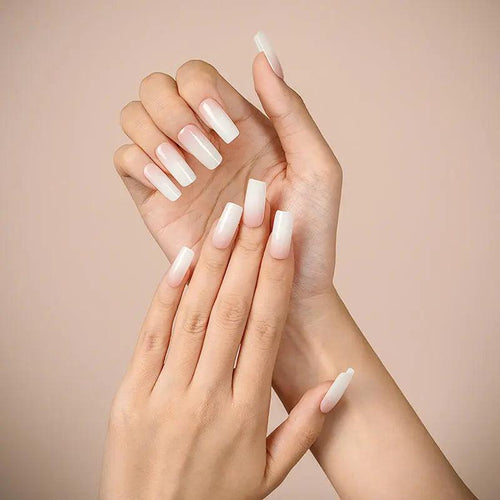Smalto Semipermanente Adesivo in Gel OhNailly - Baby Boomer Albicocca e Bianco | Gel Nail Wraps 20 Pezzi | Manicure Fai da Te Veloce