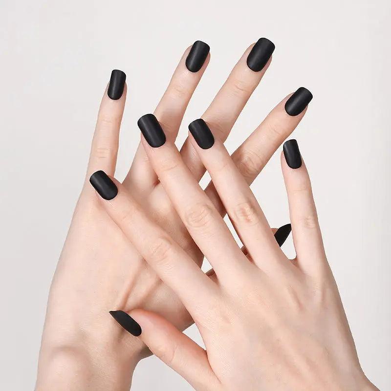 Smalto Semipermanente Adesivo in Gel OhNailly - Nero Opaco | Gel Nail Wraps 20 Pezzi | Manicure Fai da Te Veloce
