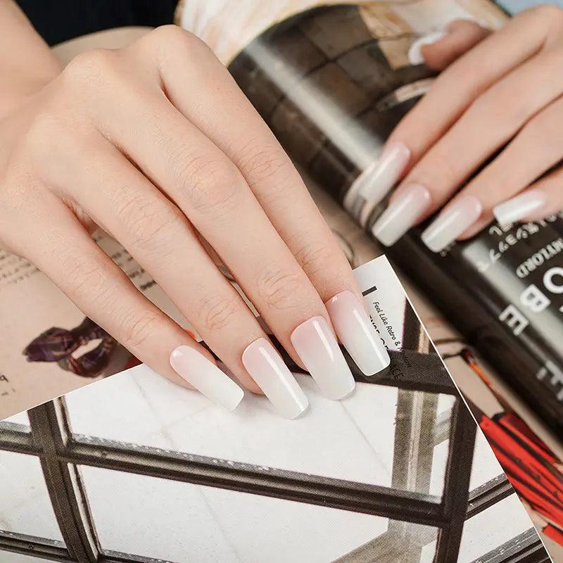 Smalto Semipermanente Adesivo in Gel OhNailly - Baby Boomer Albicocca e Bianco | Gel Nail Wraps 20 Pezzi | Manicure Fai da Te Veloce