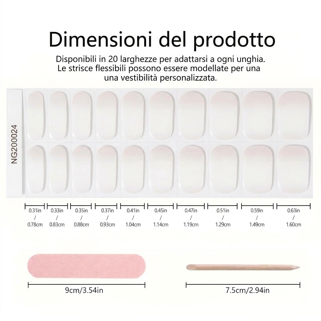Smalto Semipermanente Adesivo in Gel OhNailly - Baby boomer rosa e bianco| Gel Nail Wraps 20 Pezzi | Manicure Fai da Te Veloce