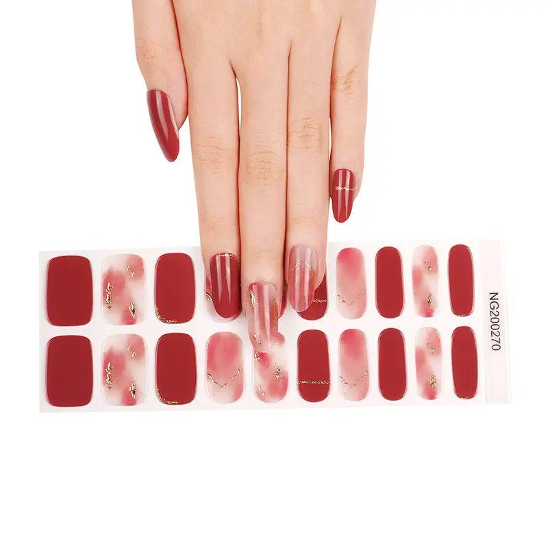 Smalto Semipermanente Adesivo in Gel OhNailly - Rosso e Rosa Sfumato | Gel Nail Wraps 20 Pezzi | Manicure Fai da Te Veloce