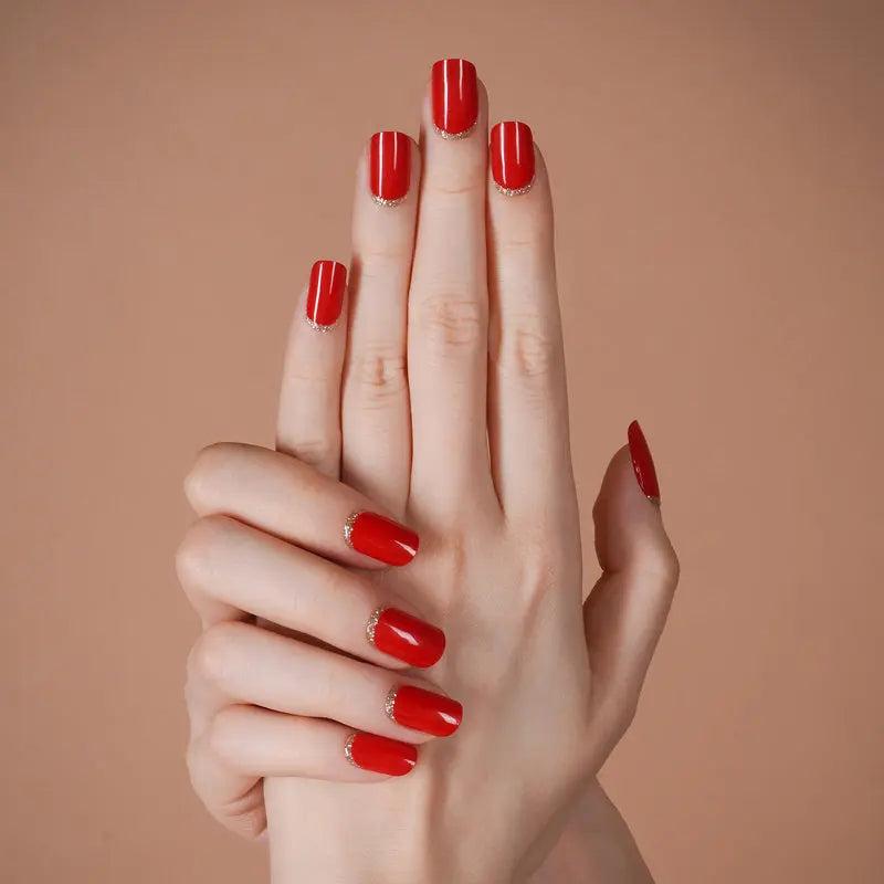 Smalto Semipermanente Adesivo in Gel OhNailly - French Rosso | Gel Nail Wraps 20 Pezzi | Manicure Fai da Te Veloce