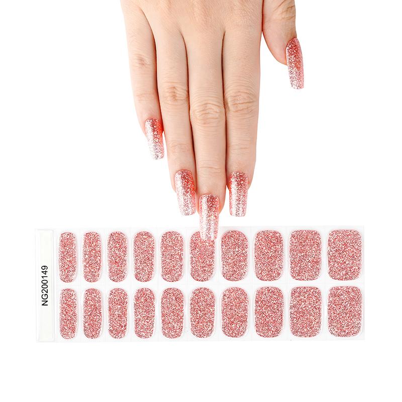 Smalto Semipermanente Adesivo in Gel OhNailly - Rosa Glitter | Gel Nail Wraps 20 Pezzi | Manicure Fai da Te Veloce