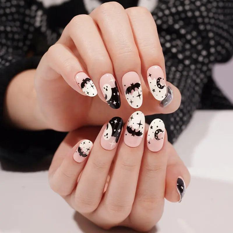 Smalto Semipermanente Adesivo in Gel OhNailly - Halloween Glow in the Dark | Gel Nail Wraps 20 Pezzi | Manicure Fai da Te Veloce