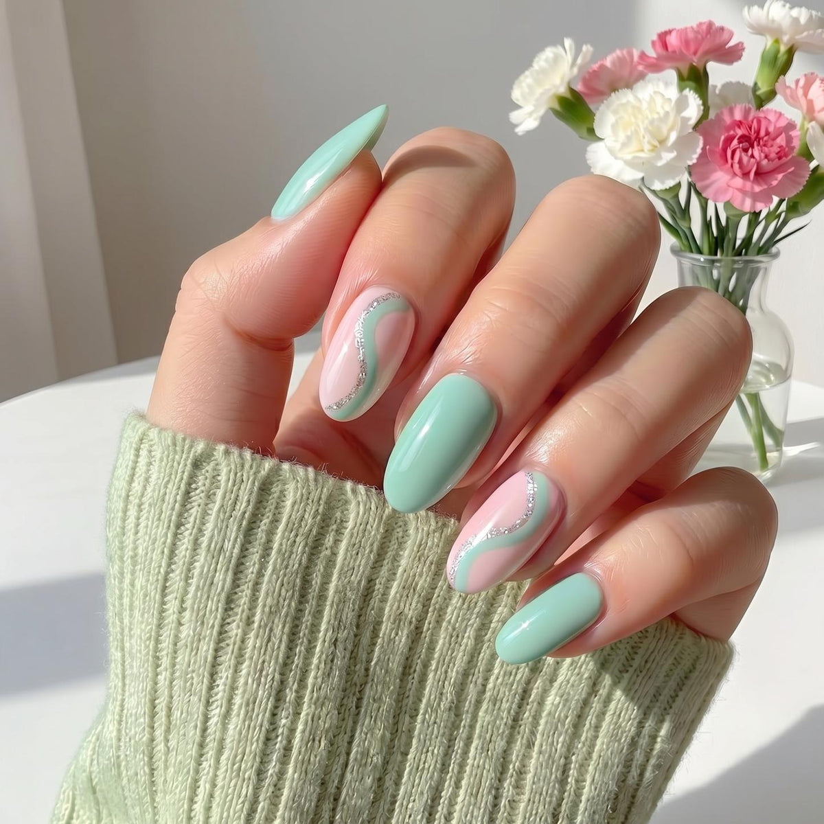 Smalto Semipermanente Adesivo in Gel OhNailly - Turchese | Gel Nail Wraps 20 Pezzi | Manicure Fai da Te Veloce