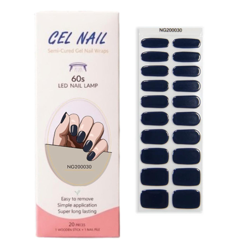 Smalto Semipermanente Adesivo in Gel OhNailly - Blu notte | Gel Nail Wraps 20 Pezzi | Manicure Fai da Te Veloce