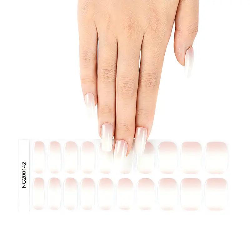 Smalto Semipermanente Adesivo in Gel OhNailly - Baby Boomer Albicocca e Bianco | Gel Nail Wraps 20 Pezzi | Manicure Fai da Te Veloce