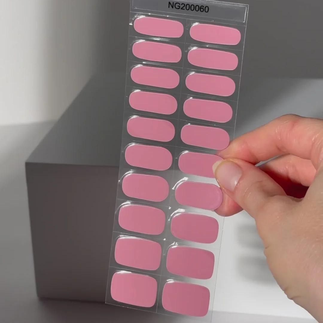 Smalto Semipermanente Adesivo in Gel OhNailly - Rosa | Gel Nail Wraps 20 Pezzi | Manicure Fai da Te Veloce