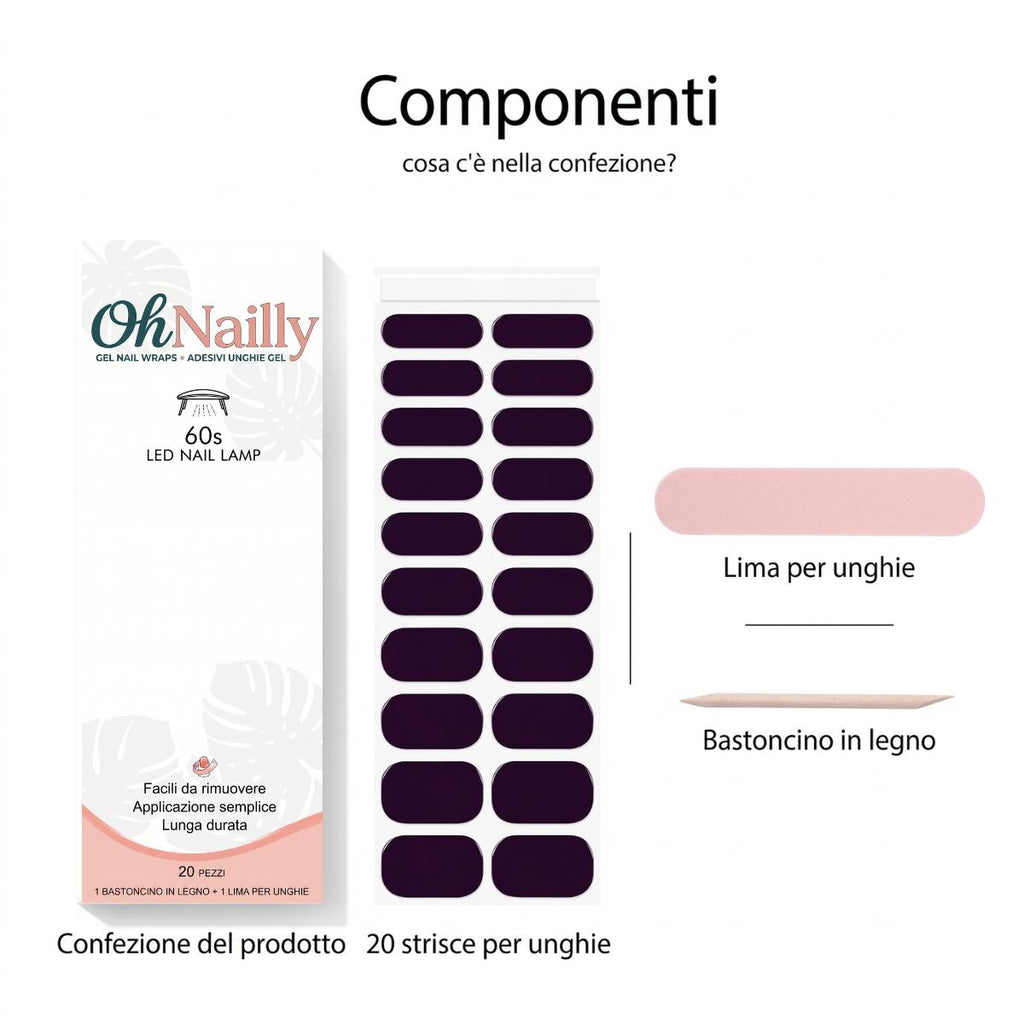 OhNailly - Starter Kit - Lampada UV/LED + Smalto Adesivo in Gel | Kit Manicure Fai da Te Completo con Gel Nail Wraps e Accessori per Unghie