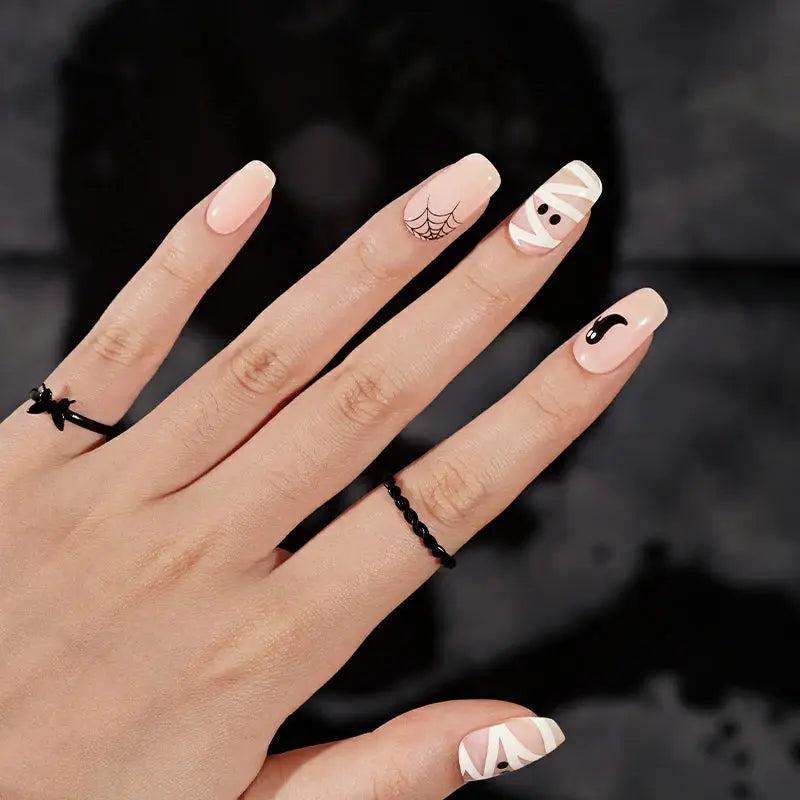 Smalto Semipermanente Adesivo in Gel OhNailly - Halloween Fantasmini | Gel Nail Wraps 20 Pezzi | Manicure Fai da Te Veloce