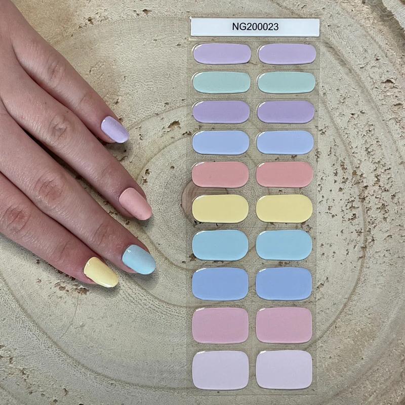 Smalto Semipermanente Adesivo in Gel OhNailly - Colori Pastello | Gel Nail Wraps 20 Pezzi | Manicure Fai da Te Veloce