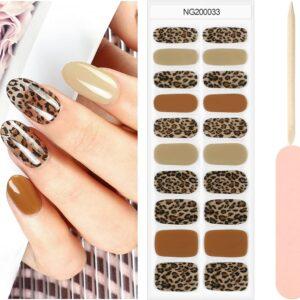 Smalto Semipermanente Adesivo in Gel OhNailly - Leopardato | Gel Nail Wraps 20 Pezzi | Manicure Fai da Te Veloce